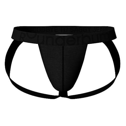 Rounderbum Mens Underwear - Jock Strap - Black - Small