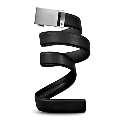 Mission Belt Men's Ratchet Belt - Steel Buckle/Black Leather | Large (36-38)