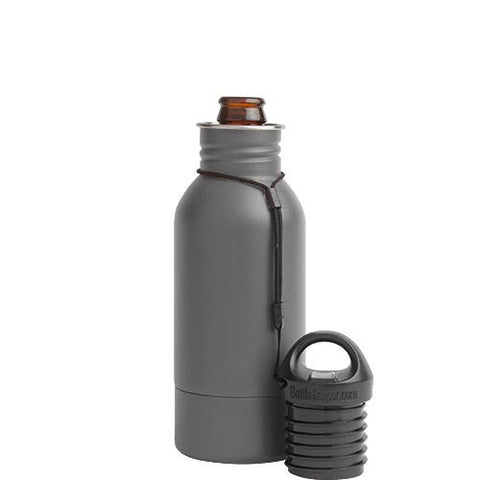 BottleKeeper - The Stubby 2.0 - Stainless Steel Bottle Holder - Keeps Beer Colder (Charcoal)