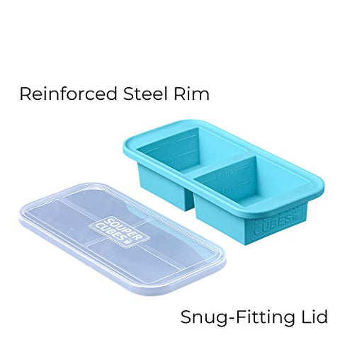 Souper Cubes 2 Cup Freezer Tray With Lid - Aqua - 2-Pack