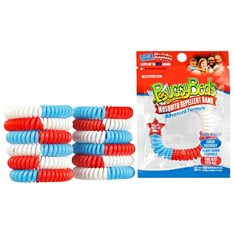 BuggyBeds Mosquito Repellent Bands, Pack of 12, USA Pride Colors