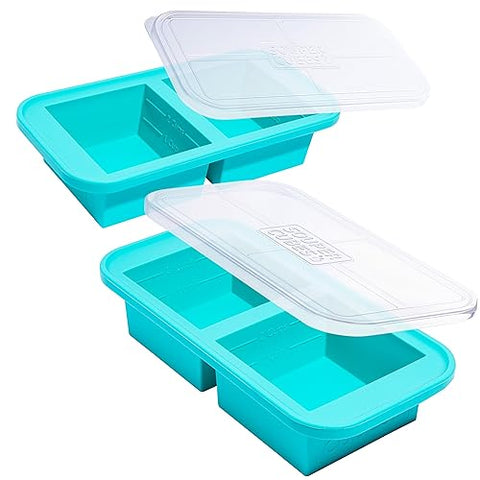 Souper Cubes 2 Cup Freezer Tray With Lid - Aqua - 2-Pack