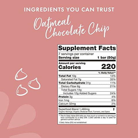 Boobie Bar Superfood Lactation Bars Oatmeal Chocolate Chip (6 Ct)