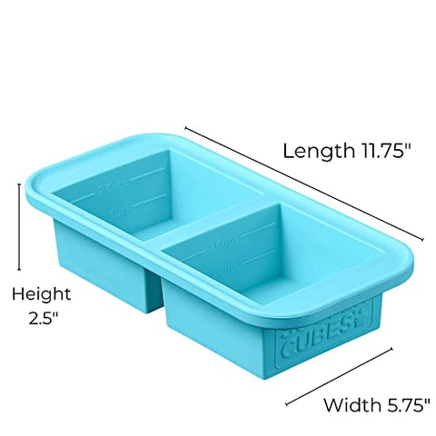 Souper Cubes 2 Cup Freezer Tray With Lid - Aqua - 2-Pack