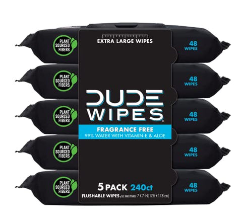 DUDE Wipes - Flushable Wipes - 5 Pack