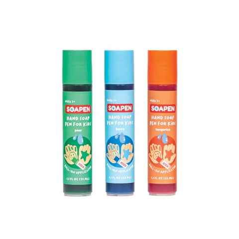 SOAPEN Kids’ Roll-On Hand Soap - 3 Pack (Pear/Berry/Tangerine)