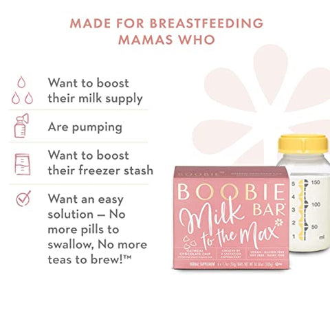 Boobie Bar Superfood Lactation Bars Oatmeal Chocolate Chip (6 Ct)