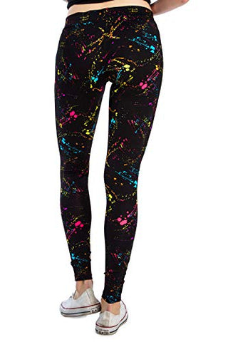 Tipsy Elves Black Neon Splatter Leggings Women, XX-Large