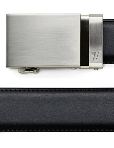 Mission Belt Men's Ratchet Belt - Steel Buckle/Black Leather | Large (36-38)