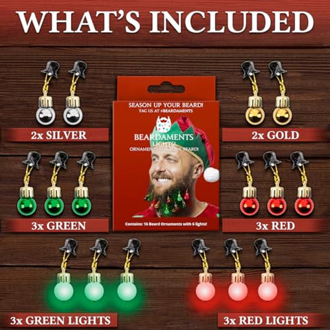 BEARDAMENTS - Beard Lights - Light Up Ornaments, 16pc