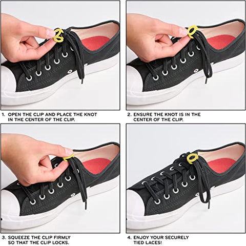 StretchLace Shoelace Knot Clips, Neon Green