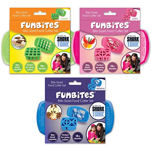 FunBites Set of 3 Food Cutters - Squares, Hearts, Triangles