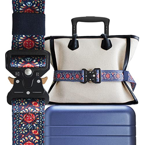Travel Belt for Luggage, Stylish & Adjustable, Ethnic Blue