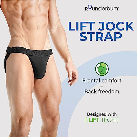 Rounderbum Mens Underwear - Jock Strap - Black - Small