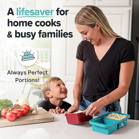 Souper Cubes 2 Cup Freezer Tray With Lid - Aqua - 2-Pack