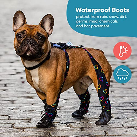 WALKEE PAWS Dog Boot Leggings, Hearts, Small