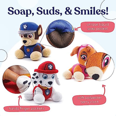 SoapSox Kids Bath Sponge 3pcs Paw Patrol, Machine Washable