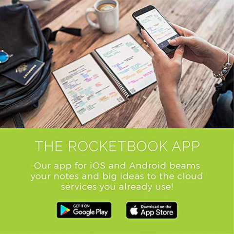 Rocketbook Core Reusable Smart Notebook - Digitally Connected Notebook, 6" x 8.8", Infinity Black