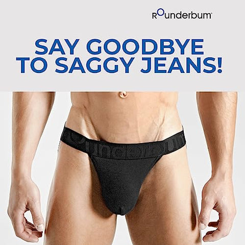 Rounderbum Mens Underwear - Jock Strap - Black - Small