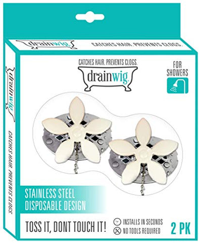 DrainWig Shower, Sink, and Bathtub Disposable Drain Hair Stopper - 4 Pack