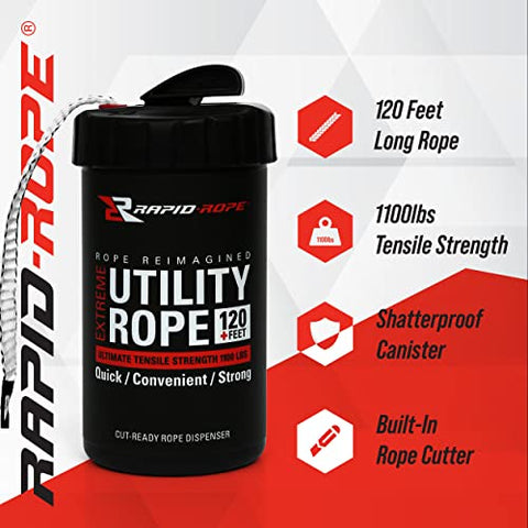 Rapid Rope Canister 120ft Orange Tactical Paracord - Made in USA