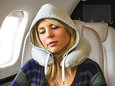 HoodiePillow Inflatable Neck Pillow - Pink Leopard Fleece