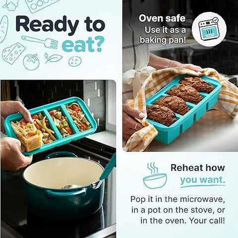 Souper Cubes 2 Cup Freezer Tray With Lid - Aqua - 2-Pack