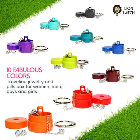 Lion Latch Jewelry Box Case - Traveling Jewelry Holder, Pill Box Keychain (3-Pack)
