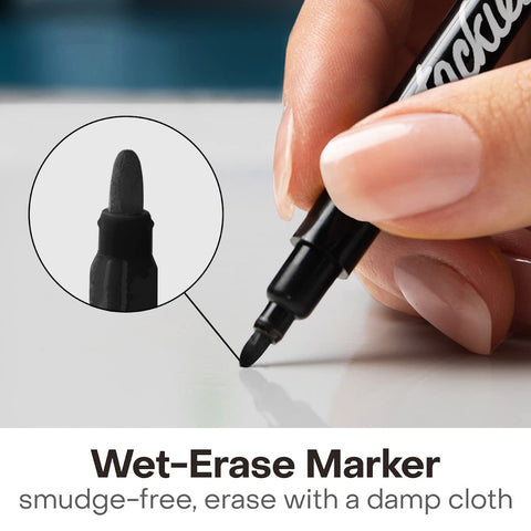 M.C. Squares Tackie Markers Set - Smudge Free Pens, 6 Colors
