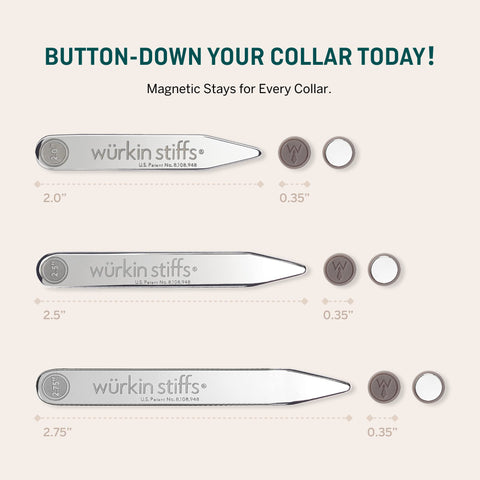 Power Stays Magnetic Collar Stays by Würkin Stiffs | 1 Pair - 2.75"