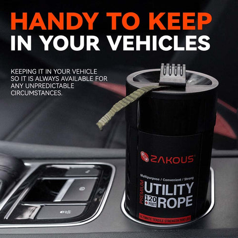 Zakous All Purpose Utility Rope Canister - 120 Feet 1100lb