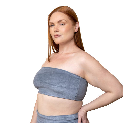 Ta-Ta Towel - Toob Top Bandeau Towel Bra - Moonstone - Medium Grey Blue