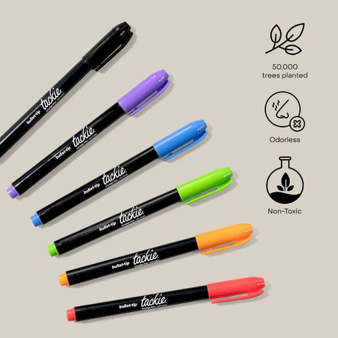 M.C. Squares Tackie Markers Set - Smudge Free Pens, 6 Colors