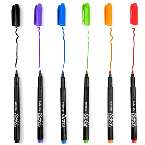 M.C. Squares Tackie Markers Set - Smudge Free Pens, 6 Colors