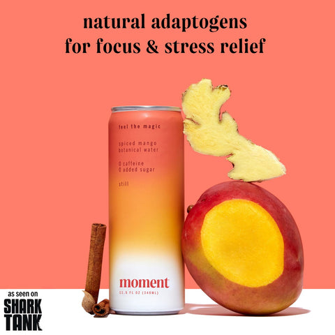Moment Botanical Water STILL Spiced Mango L-Theanine (12 Cans)