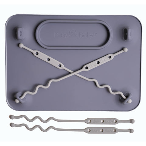 BUSY BABY Silicone Placemat - Built-in Suction Cups - Pewter