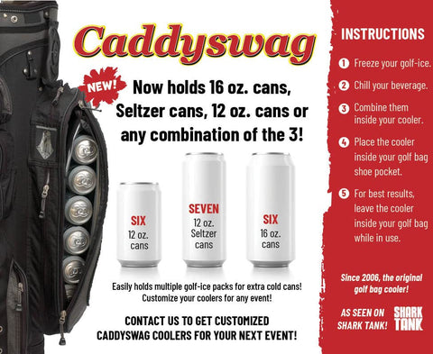 Caddyswag Golf Bag Cooler Sleeve - 6 Can Capacity, Black Polyester