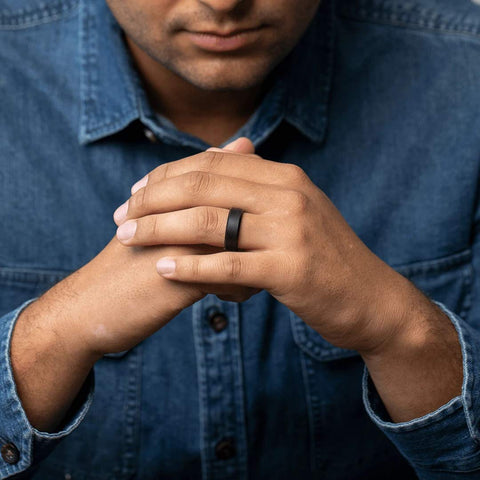 Enso Rings Bevel Classic Silicone Wedding Ring – Obsidian, Size 11
