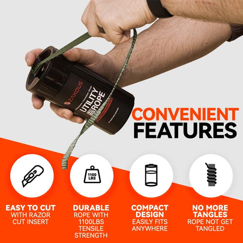 Zakous All Purpose Utility Rope Canister - 120 Feet 1100lb