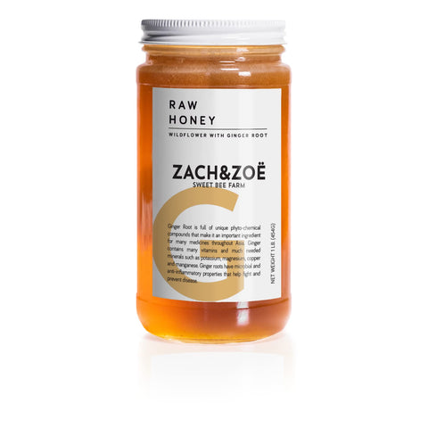 Unfiltered Raw Ginger Honey by Zach & Zoe Sweet Bee Farm (16oz)