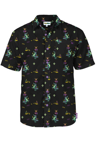 Tipsy Elves Mens Bourbon St Gator Black Shirt, Large