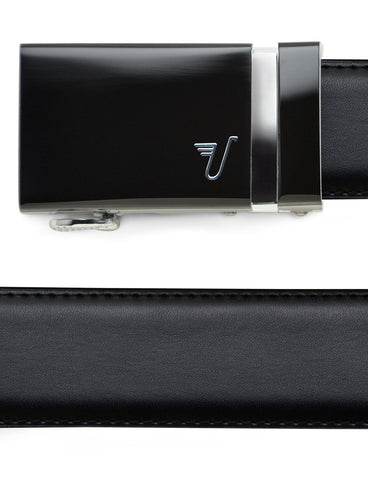 Mission Belt Men's Ratchet Belt - Vader 40 - Black Buckle/Black Leather | Large (36-38)