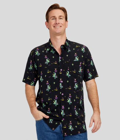 Tipsy Elves Mens Bourbon St Gator Black Shirt, Large