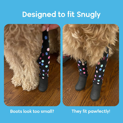 Walkee Paws Deluxe Easy-On Stay-On Dog Boot Leggings, Black, Small/Medium