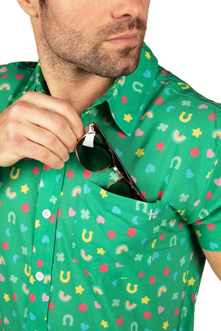 Tipsy Elves Men's St. Patrick's Day Button Down Shirt, Medium
