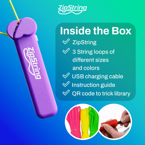 ZipString - String Rope Launcher Fidget Toy (Vivacious Violet & Rock'it Red)