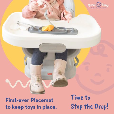BUSY BABY MAT - Mini Suction Placemat with Adjustable Tethers - Pewter