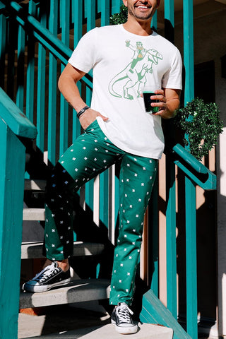 Tipsy Elves Green St Patricks Day Clover Pants Men, Large