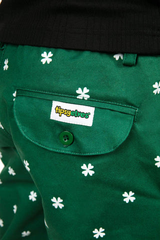 Tipsy Elves Green St Patricks Day Clover Pants Men, Large