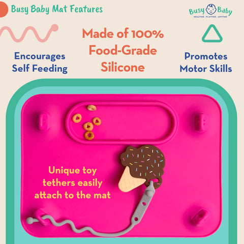 BUSY BABY Silicone Placemat - Built-in Suction Cups - Spearmint